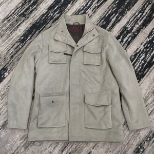 Robert Graham Cargo Field Jacket Mens‎ Sz L Large Coat NICKEL GREEN Vegan Suede